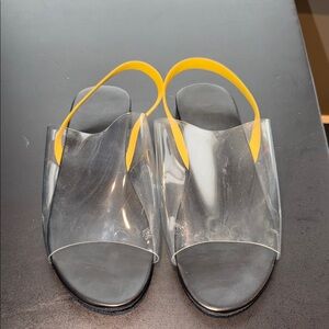 Transparent Women's Sandals with Yellow Straps